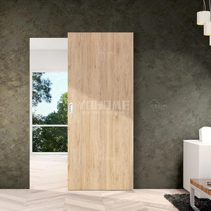 Chinese top manufacturer interior wood doors with wall mount sliding system modern barn doors trackless sliding door