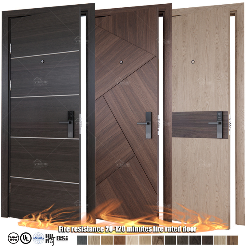 Yohome customized sound insulation wood door for hotel fire rated modern design internal doors interior wood door for apartment