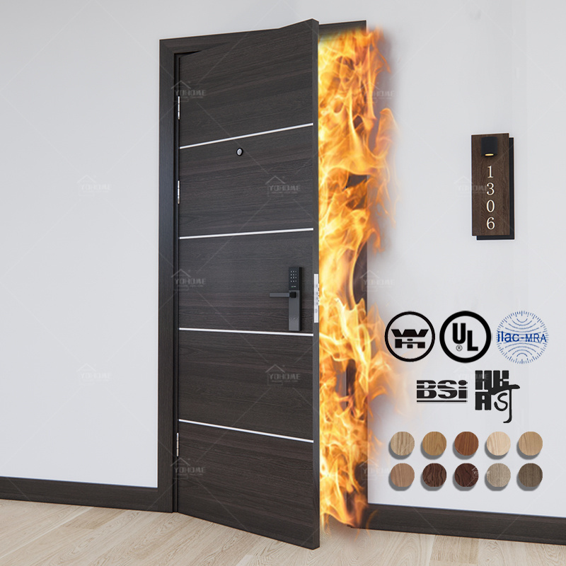 EN BS WHI certification sound proof oak inner door fire proof inside door for hotel fire rated indoor door for apartment