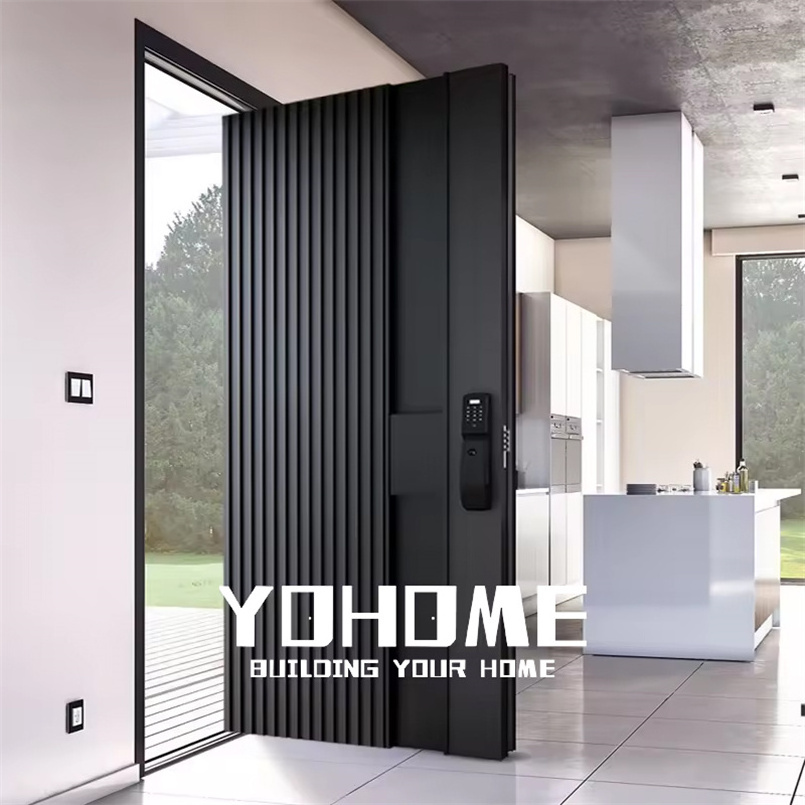 European modern style villa residential pivot metal door security exterior door residential prehung smart security door