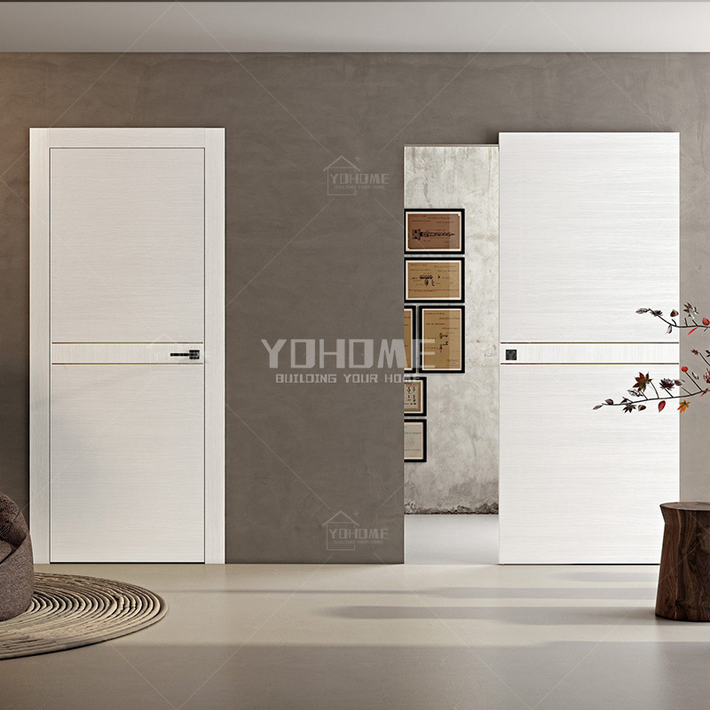 Chinese top manufacturer interior wood doors with wall mount sliding system modern barn doors trackless sliding door