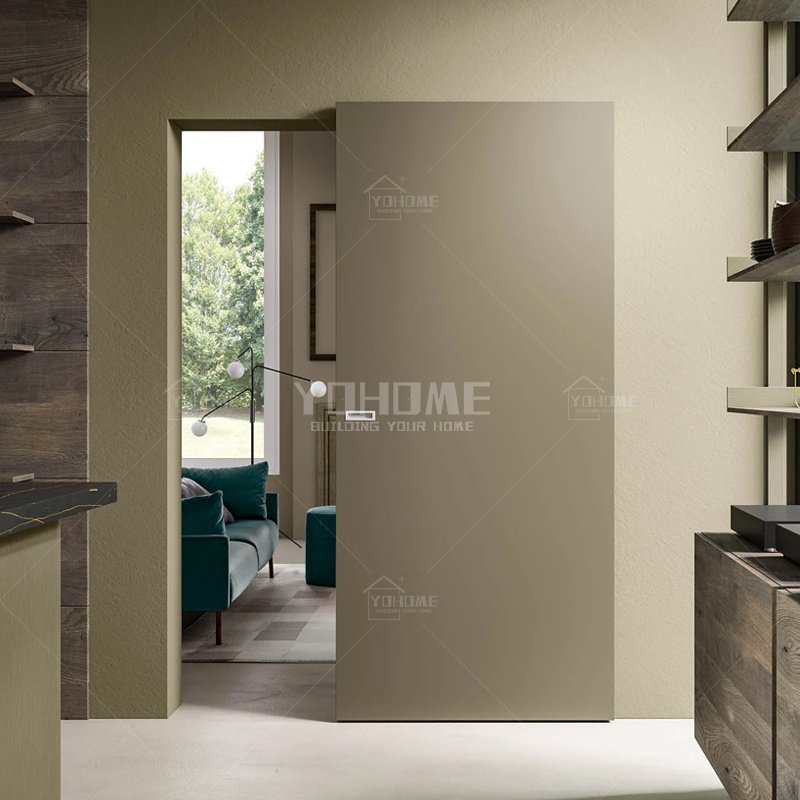 Chinese top manufacturer interior wood doors with wall mount sliding system modern barn doors trackless sliding door