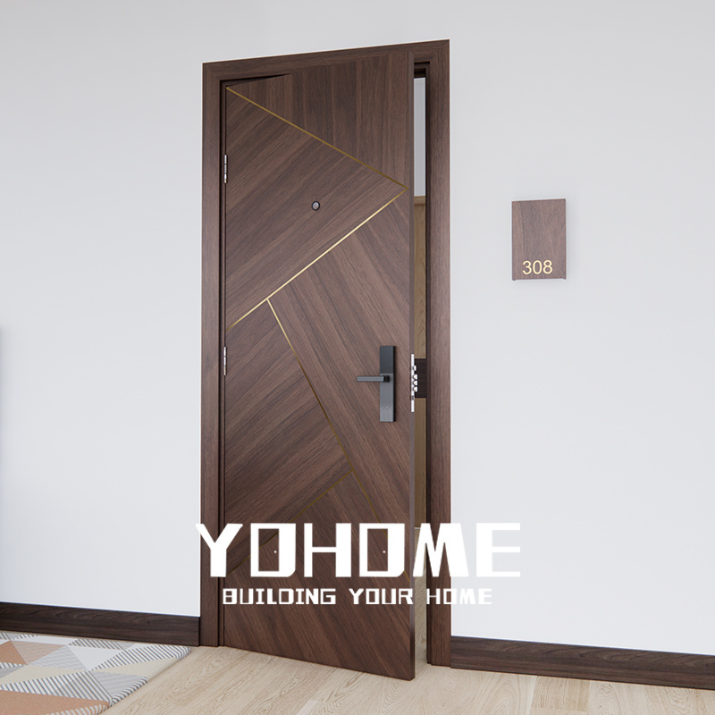 Yohome oak and walnut internal bedroom door latest design soundproof apartment wood door interior room fireproof hotel door