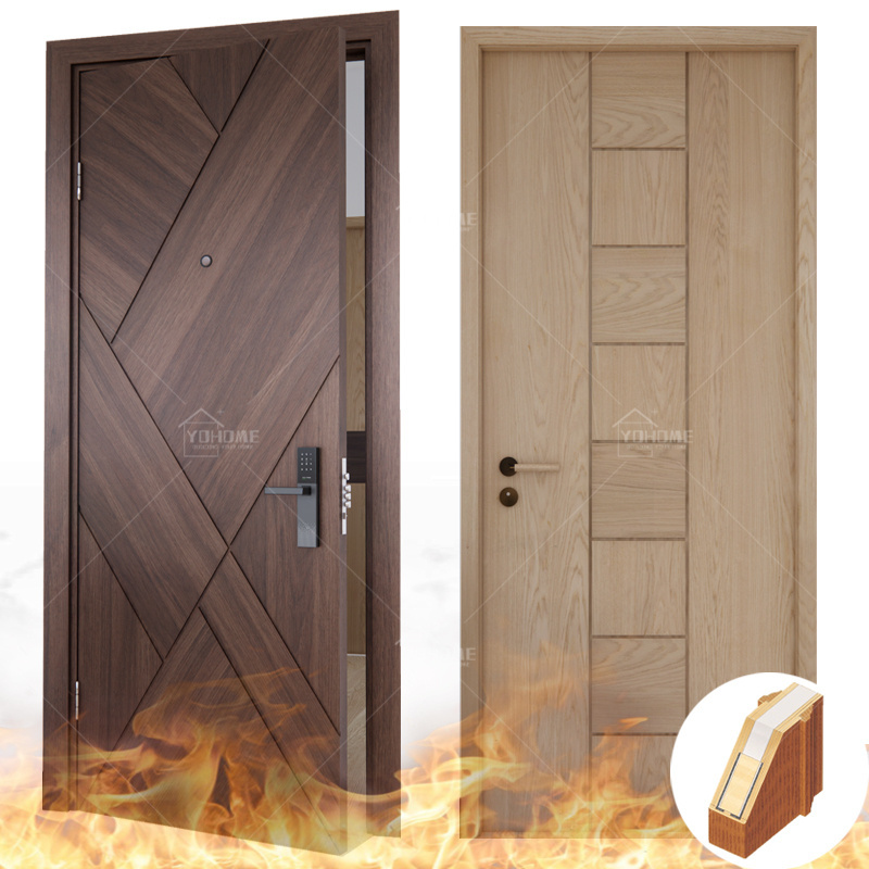 Yohome oak and walnut internal bedroom door latest design soundproof apartment wood door interior room fireproof hotel door