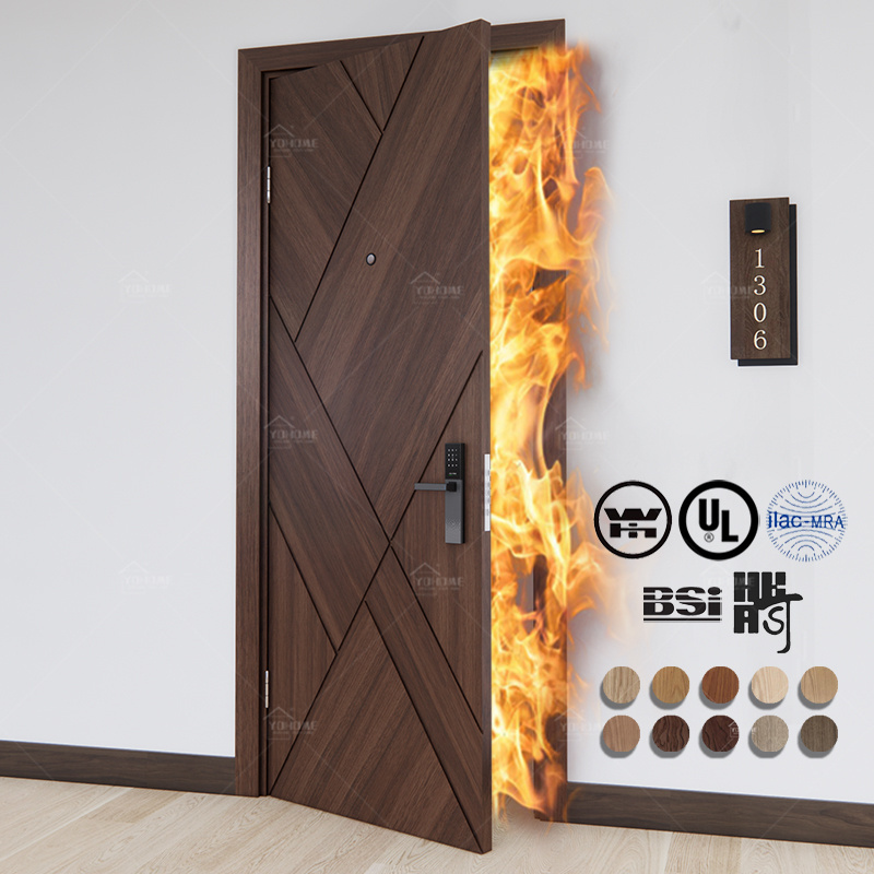 EN BS WHI certification sound proof oak inner door fire proof inside door for hotel fire rated indoor door for apartment