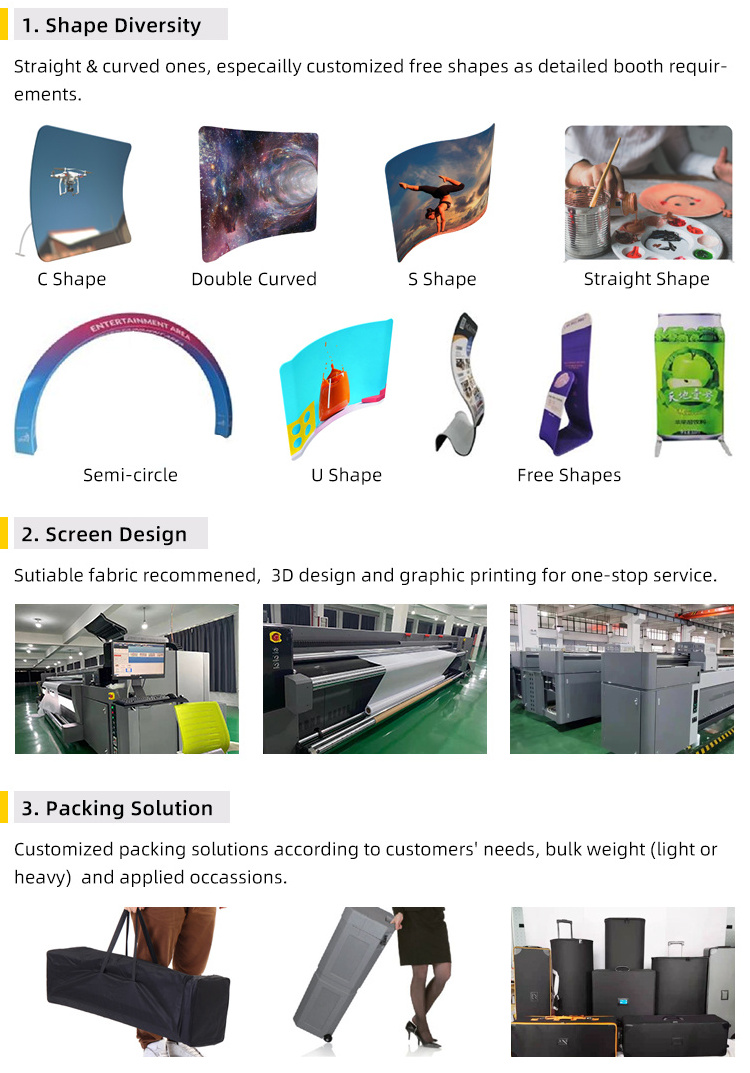 Exhibition Tension Fabric Backdrop Booth Display Event Digital Print Back Drop Stand Banner Tension Fabric Display