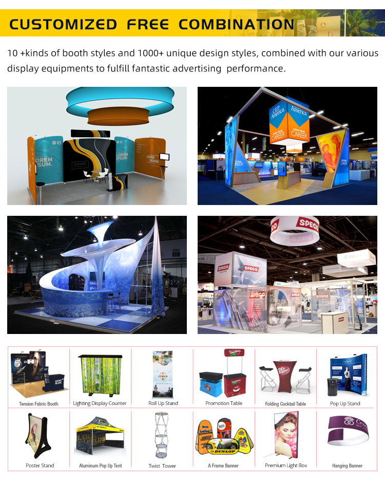 Exhibition Tension Fabric Backdrop Booth Display Event Digital Print Back Drop Stand Banner Tension Fabric Display