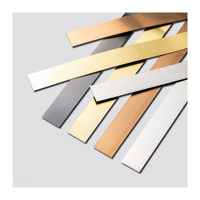 Wholesale 304 Decorative Metal 8K Mirror Sliver Rose Gold Stainless Steel Tile Trim Flat Edge Strip