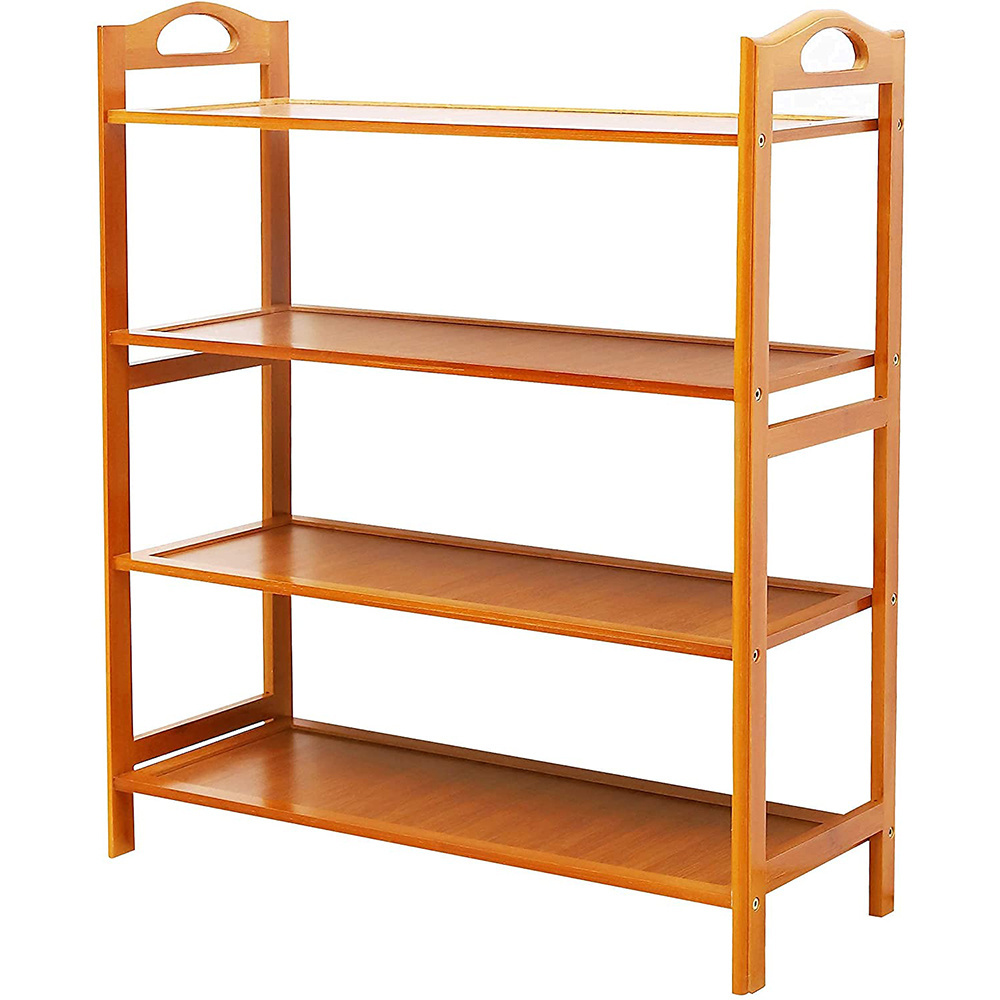 Adjustable Shoe Rack Bamboo 4 Tier Shoe Rack Vertical Shoe Rack for Small Spaces