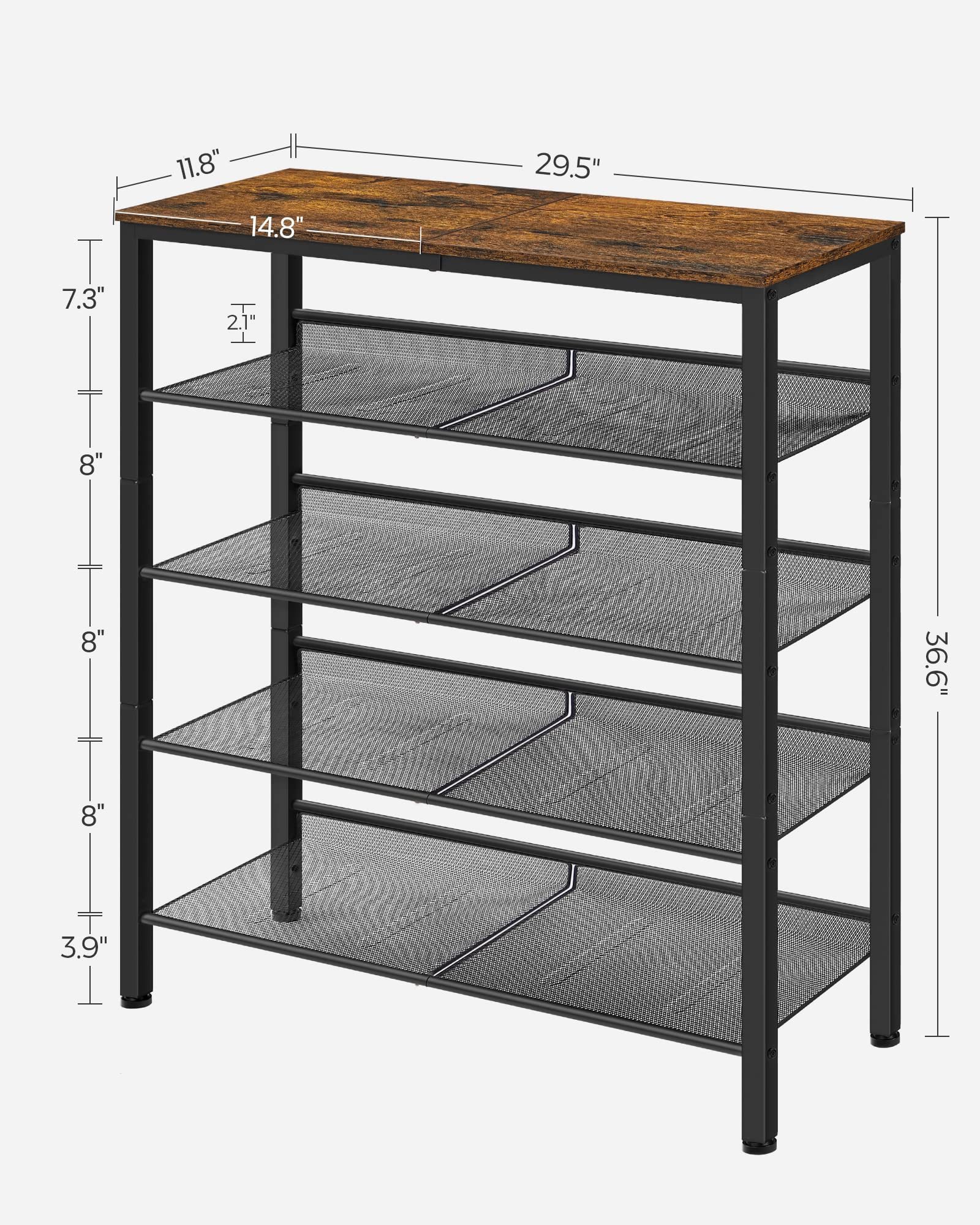 Factory Direct Sale Shoe Rack 5-Tier Storage With Mesh Shelves Durable Spacious Top Free Standing Shoe Racks Entryway Furniture