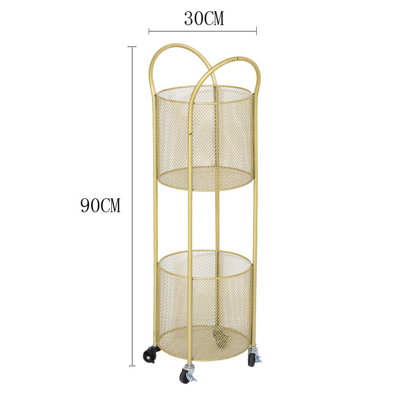 New Design Black White Gold Metal Wire Double Layer Bathroom Rack Mesh Clothes Storage Laundry Basket With Wheels