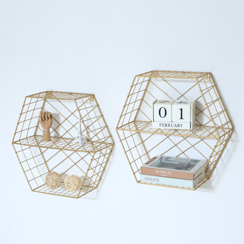 Decorative Wall Mounted Metal Wire Cube Floating Wall Display Rack For Living Room