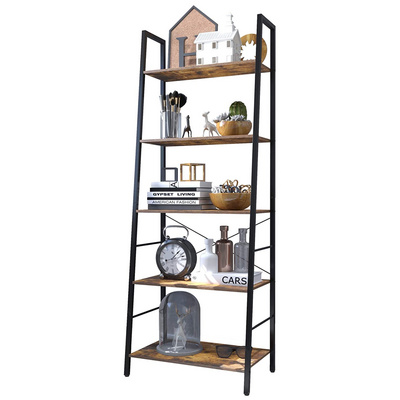 Ladder Shelf Modern Antique Design 5 Tier Metal Wooden Bookcases Folding Decorative