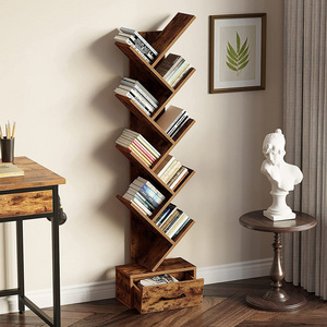 Free Standing Bookcase  Display Floor Standing Storage Shelf for Books CDs Plants Tree Bookshelf with Drawer