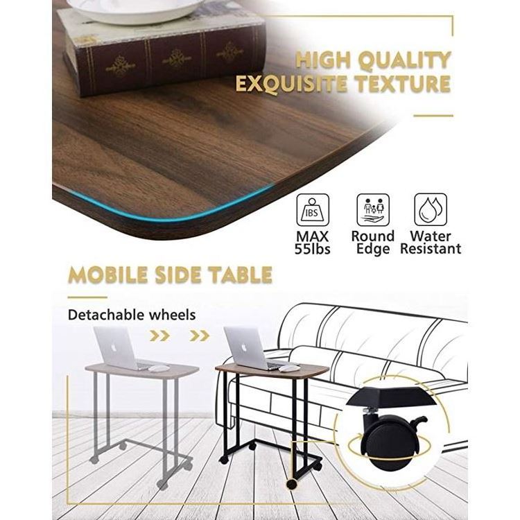 Wholesale Modern Removable Side Table Mobile C Shaped End Table with Detachable Casters TV Trays Couch Table