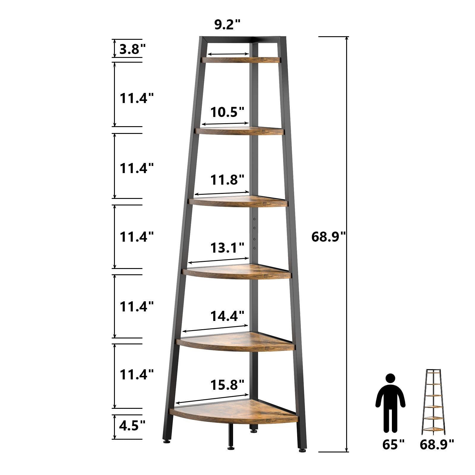 Furniture 5 Shelf Industrial Corner Bookcasef Save Space Stand Triangle Bookcase Bookshelf