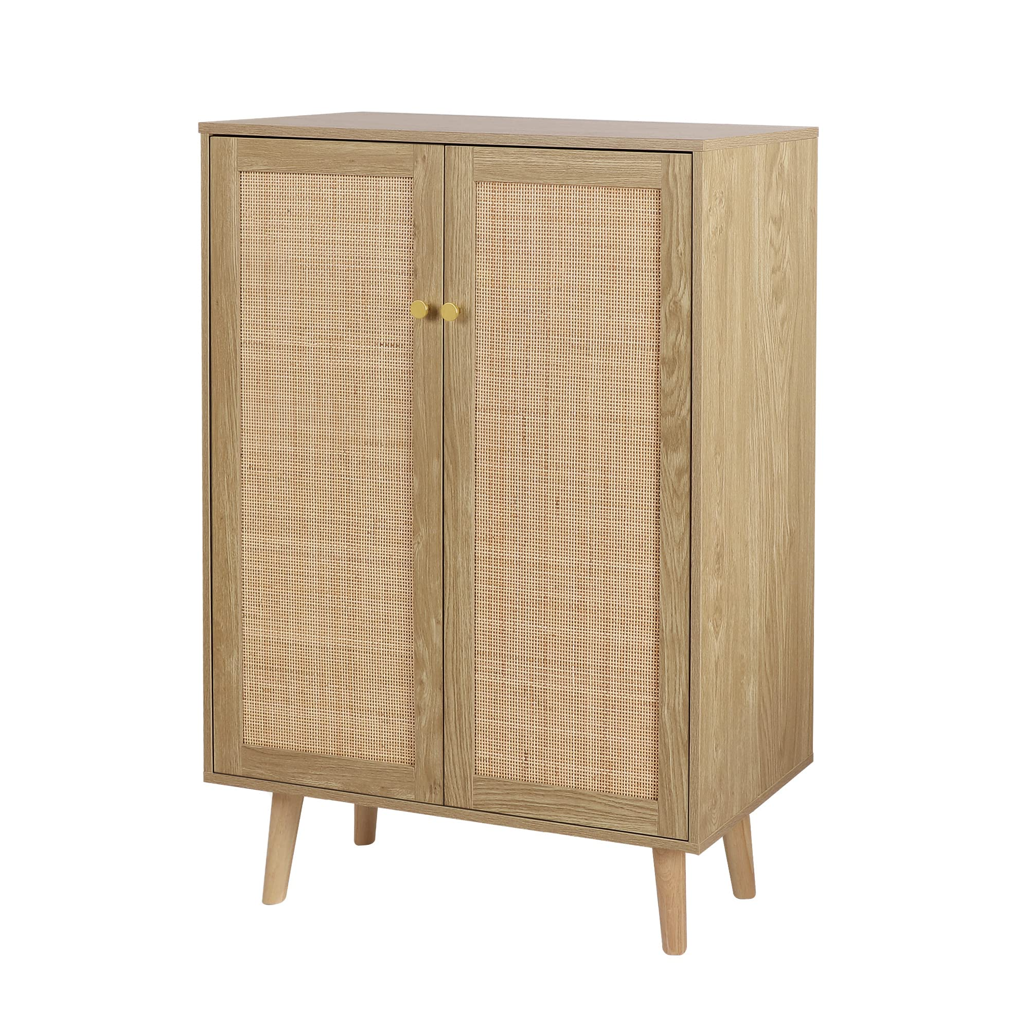 Entry Cabinet Wood 2 Door Accent Rattan Cabinet  44