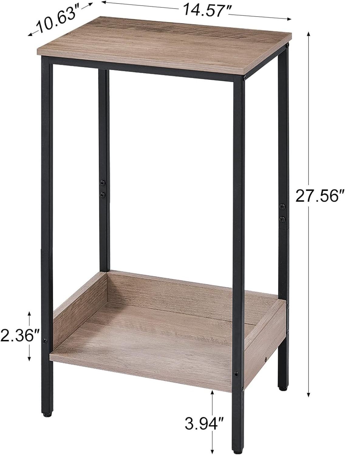 Industrial Telephone Table With 2 Tier Storage Shelf Small Entryway Table For Small Spaces Living Room Bedroom Hallway