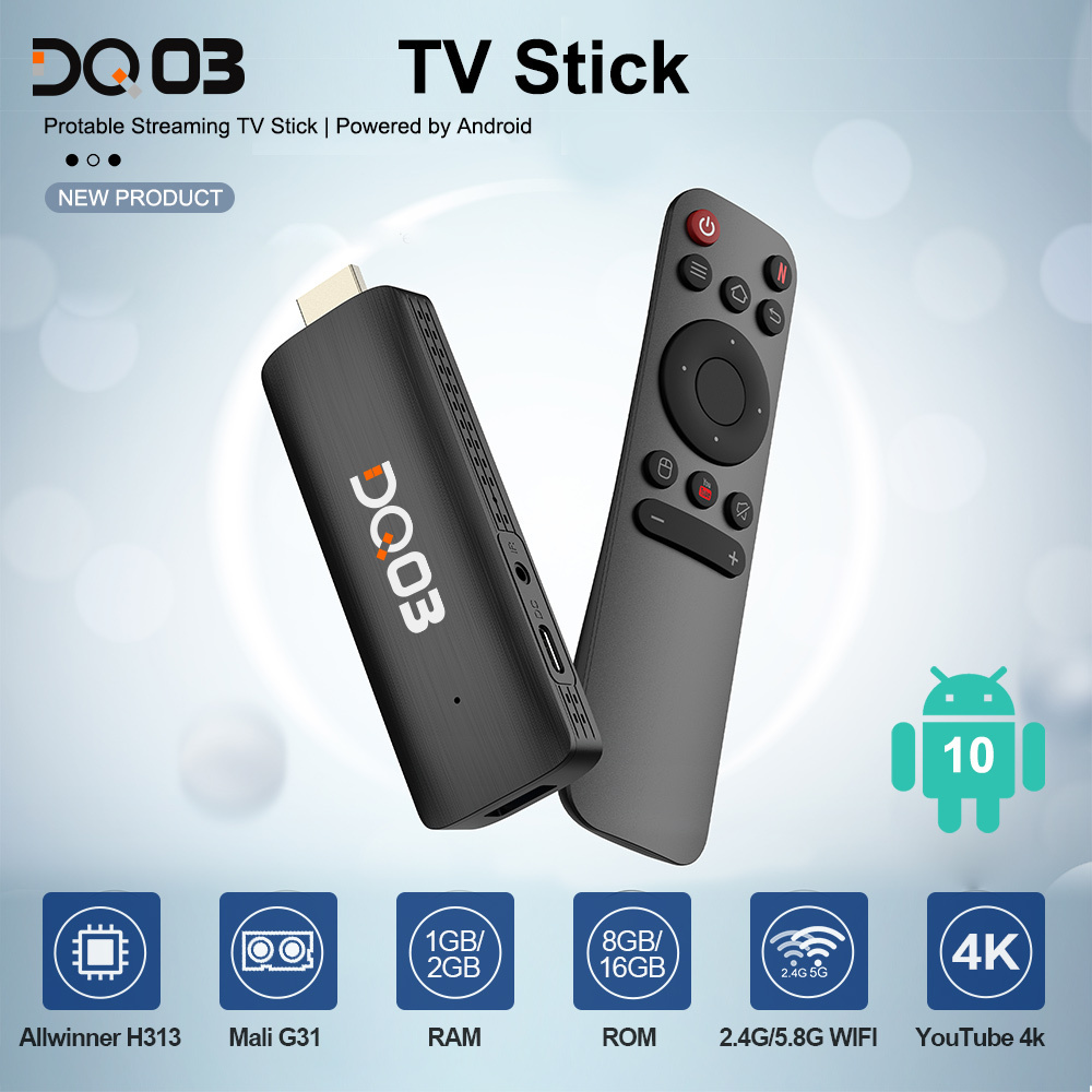 DQ03 Mini TVStick Android 10 Quad Core ARM Cortex A53 CPU 2GB16GB Support 4K2.4G&5.8G Dual Wifi  Smart TV Box set top box