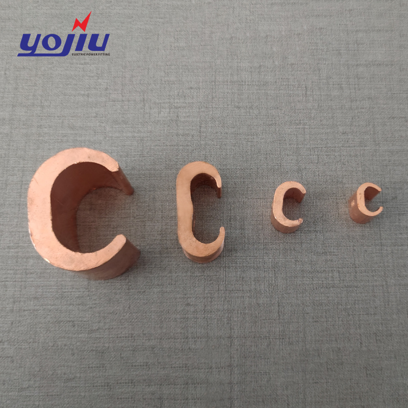 Electric Power Wire Fitting Copper Earth Rod C-Type Clamp Brass Cable Clamp Inch Measurement System Connection Application Small