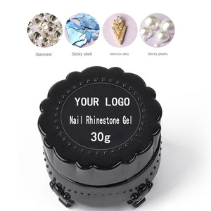 Custom Logo Low MOQ 30ML Super Sticky Non-Wipe Rhinestone Gel For Nail Art Design Glue