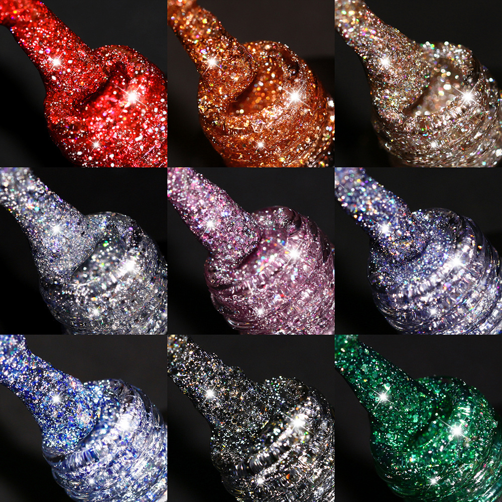 OEM disco nail art gel polish YOKEFELLOW 10ml soak off  gel polish shinning glitter polish nail supply