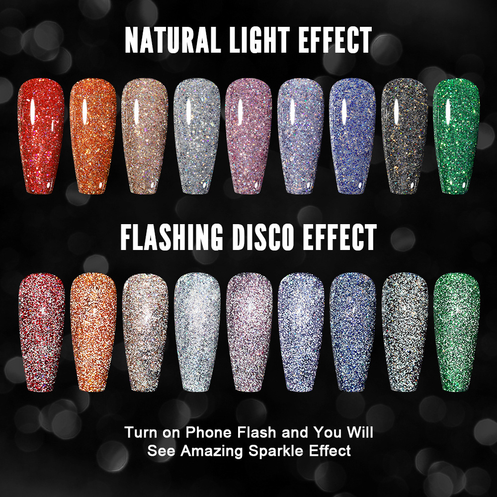 OEM disco nail art gel polish YOKEFELLOW 10ml soak off  gel polish shinning glitter polish nail supply