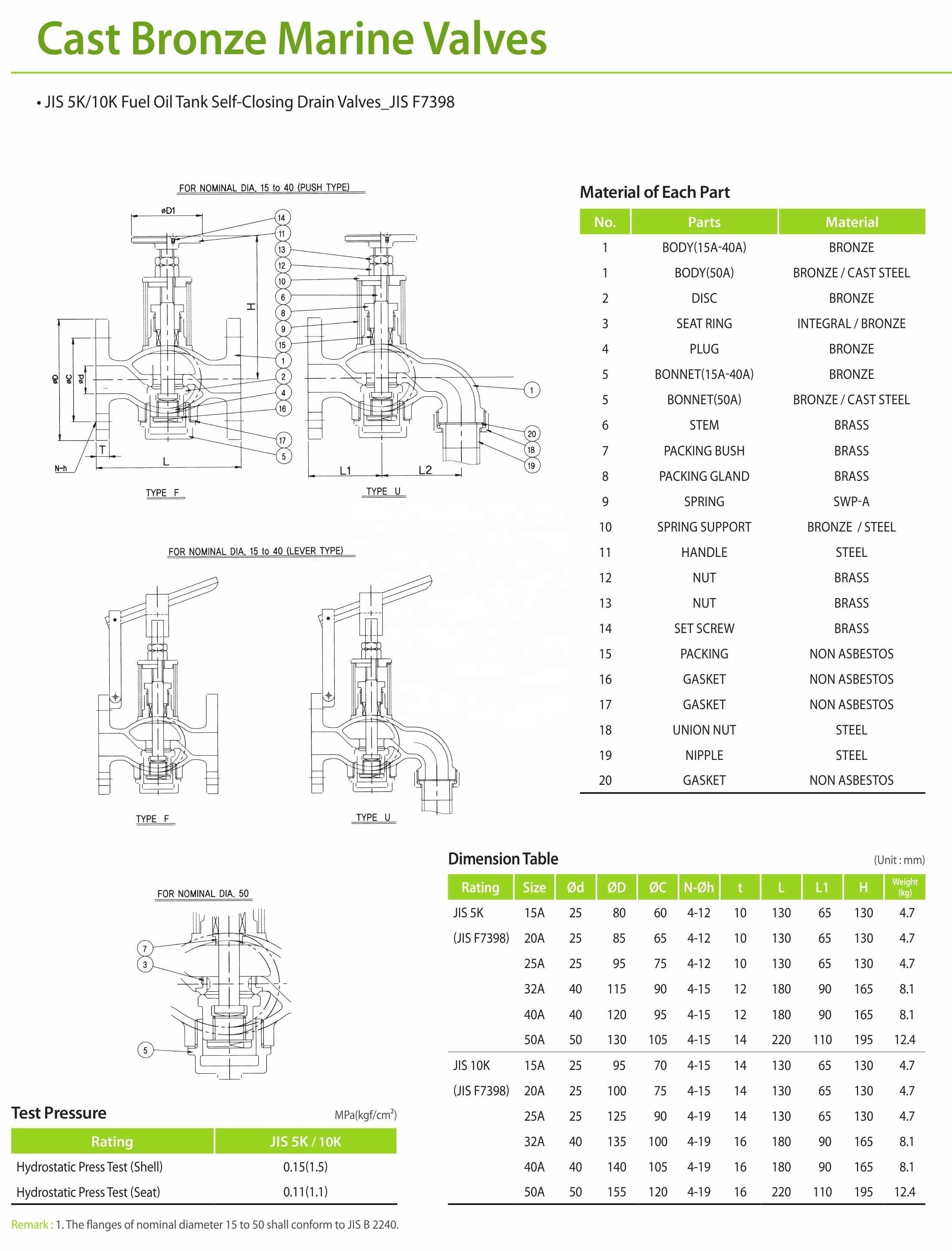 JIS F7398 SHIPBUILDING-FUEL OIL TANK SLEF-CLOSING DRAIN VALVES