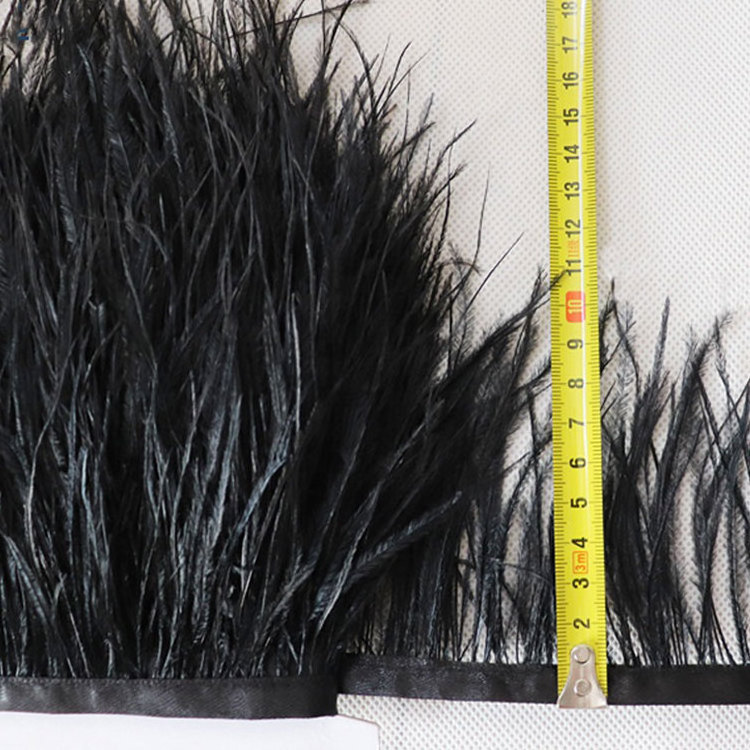 8-15cm Natural long Fluffy OEM ODM Customization Black Cheap Sale Dyed Ostrich Feather Fringe Trim