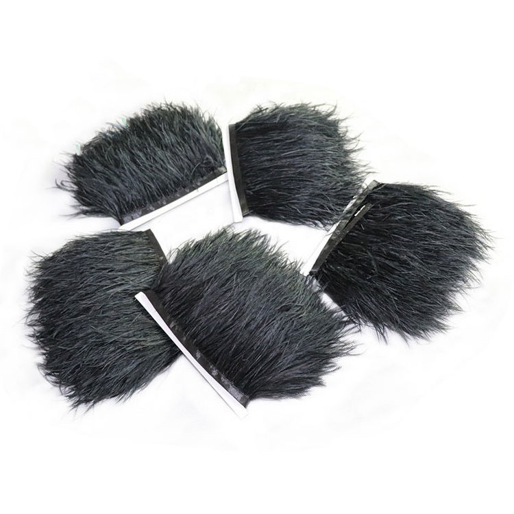 8-15cm Natural long Fluffy OEM ODM Customization Black Cheap Sale Dyed Ostrich Feather Fringe Trim