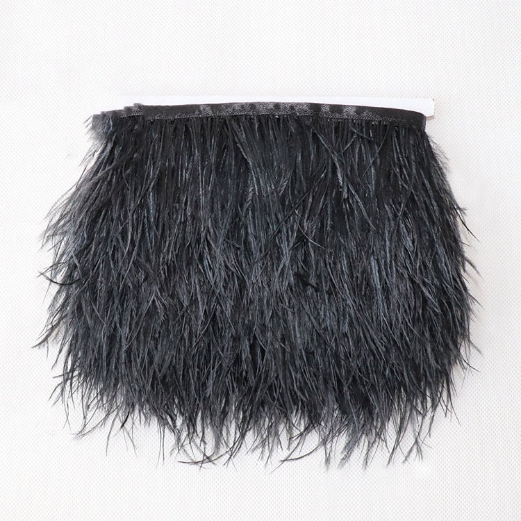 8-15cm Natural long Fluffy OEM ODM Customization Black Cheap Sale Dyed Ostrich Feather Fringe Trim