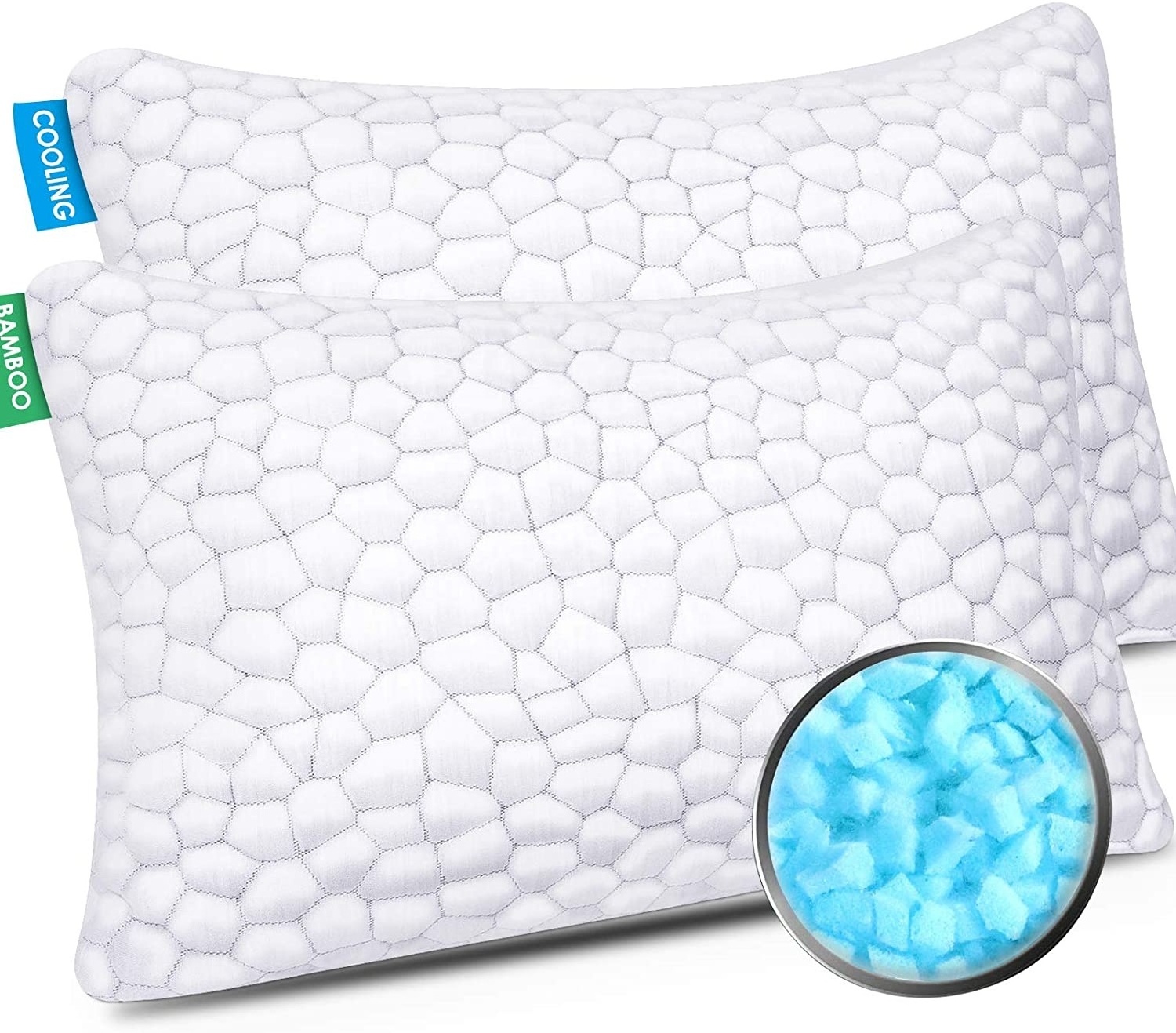 Travel  Neck Sherddered Orthopedic Cooling Gel Memory Foam Sleeping Pillow Camping Removable Cover