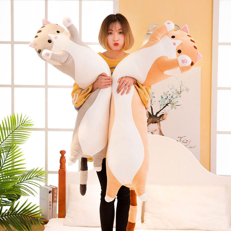 New Design 50/70/90/110/130Cm Cute Comfortable Toy Long Cat Plush Pillow For Boys And Girls