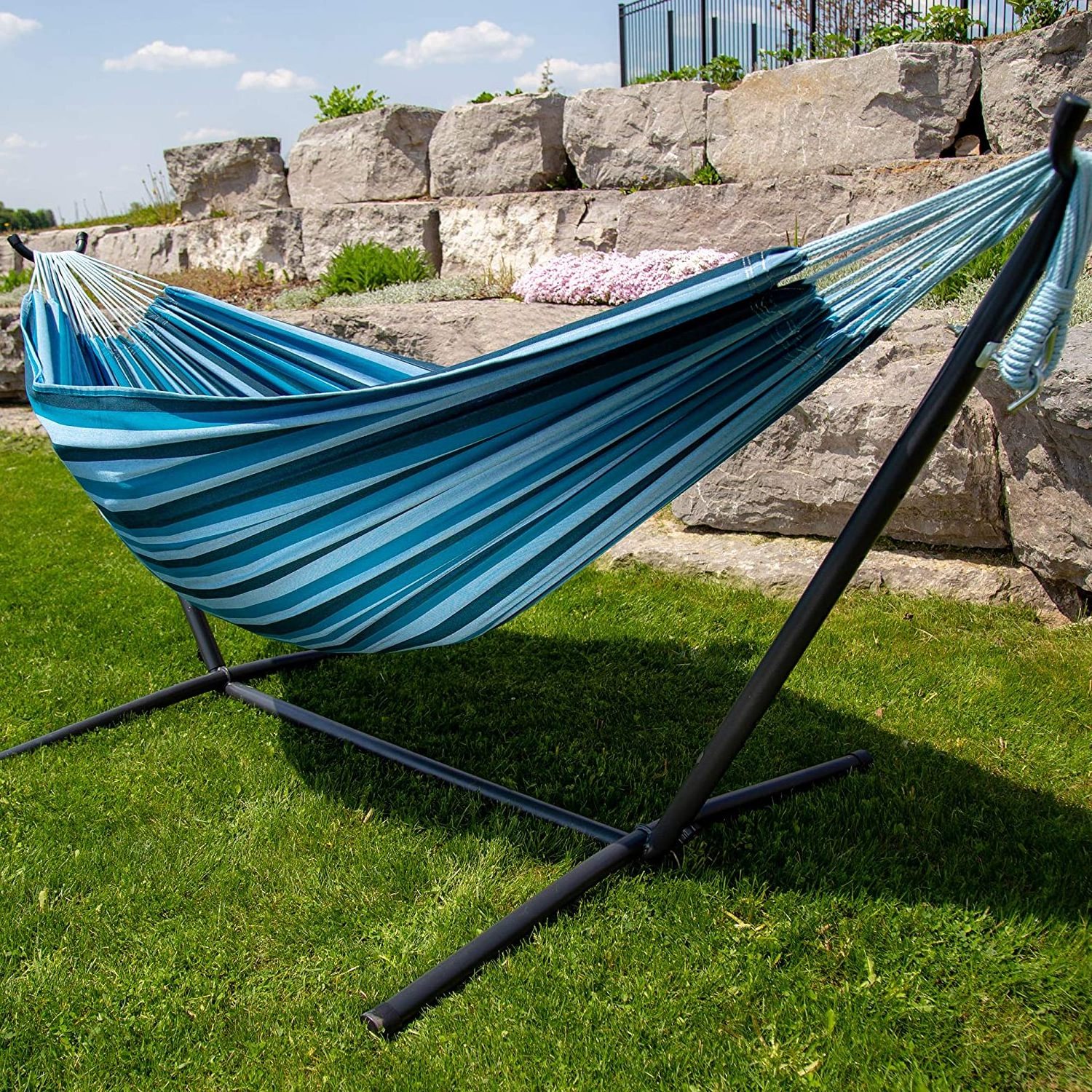 Portable Hanging Free Hammock With Stand Double Folding Hammock Stand