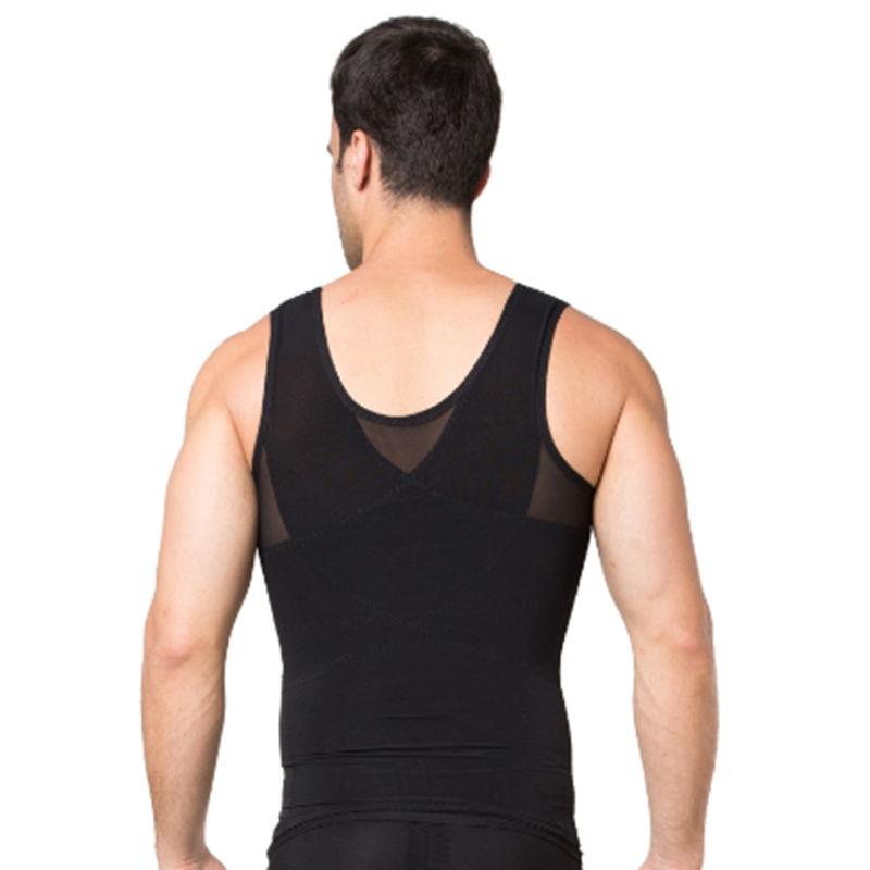 Men Slimming Body Shaper Posture Corrector Tummy Control Shapewear Fat Burning Chest Corset Vest Modeling Compression T-Shirts