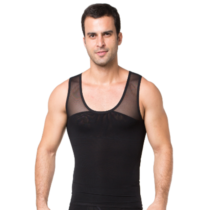 Men Slimming Body Shaper Posture Corrector Tummy Control Shapewear Fat Burning Chest Corset Vest Modeling Compression T-Shirts