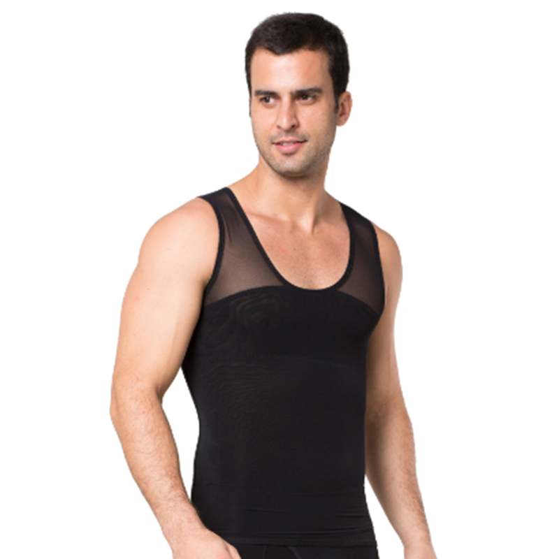 Men Slimming Body Shaper Posture Corrector Tummy Control Shapewear Fat Burning Chest Corset Vest Modeling Compression T-Shirts