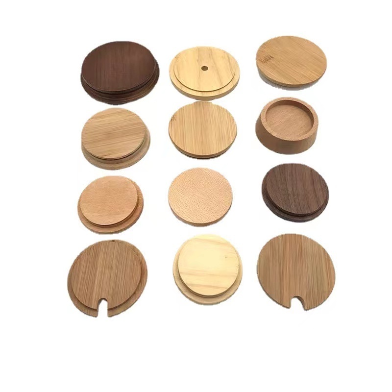 Customized Air Tight Screw Black Walnut Bamboo Wooden Lid for Cosmetic Glass Jar