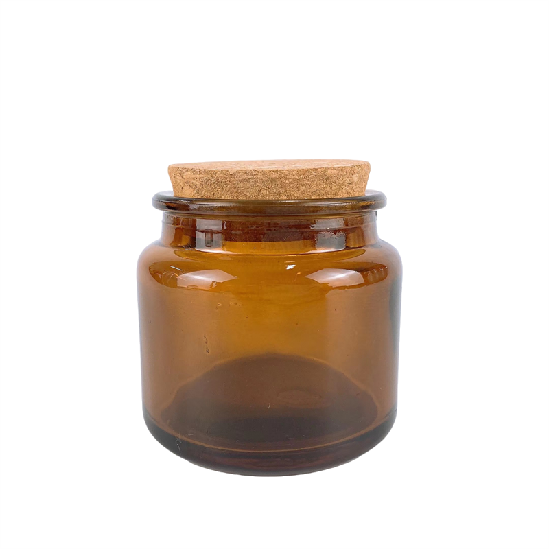 100ML Amber Empty Apothecary Candle Holder Jars Container Glass With Cork Lid