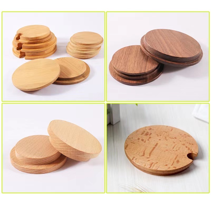 Customized Air Tight Screw Black Walnut Bamboo Wooden Lid for Cosmetic Glass Jar