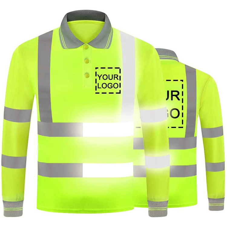 Customize Your Logo High Visibility Protective Safety Long Sleeve Workwear Polo Reflective T Shirt