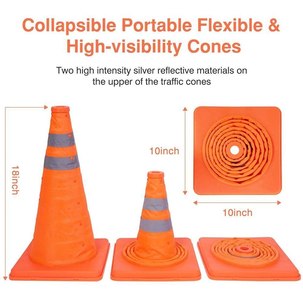 Collapsible Traffic Cones PVC Safety Road Parking Cones Fluorescent Orange Pop Up Emergency Reflective Safety Cones