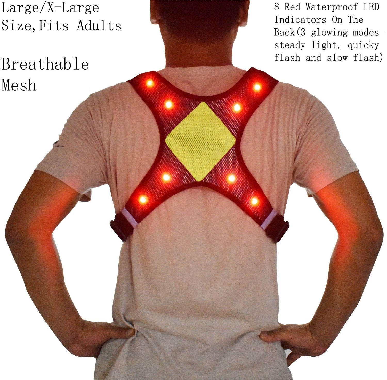 Adjustable USB Rechargeable LED Reflective Safety  Sports Vest