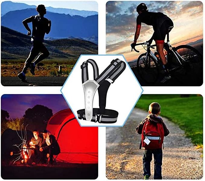 LED Safety Sports Vest High Visibility Reflective Safety Vest with LED Lights for Outdoor Running Jogging Cycling