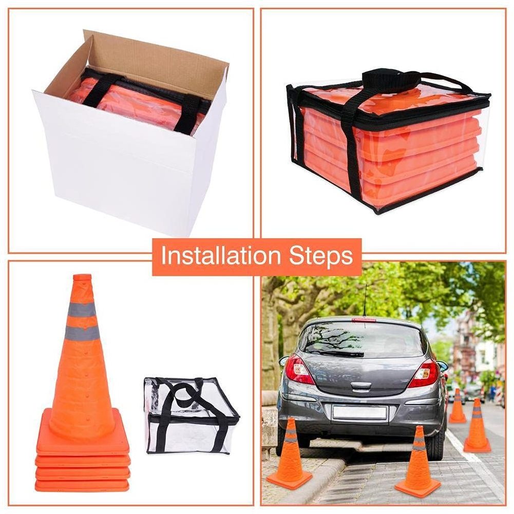 Collapsible Traffic Cones PVC Safety Road Parking Cones Fluorescent Orange Pop Up Emergency Reflective Safety Cones