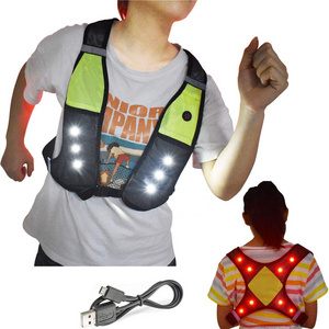 Adjustable USB Rechargeable LED Reflective Safety  Sports Vest