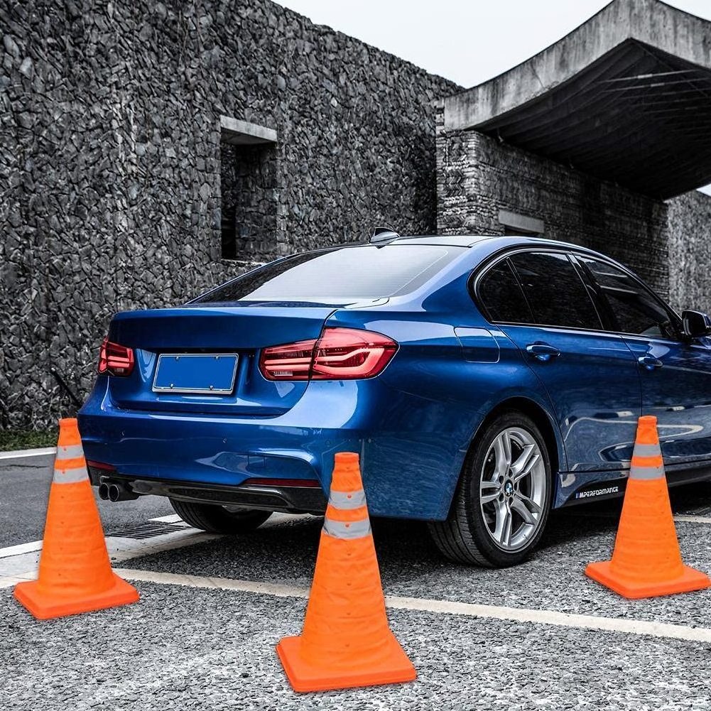 Collapsible Traffic Cones PVC Safety Road Parking Cones Fluorescent Orange Pop Up Emergency Reflective Safety Cones