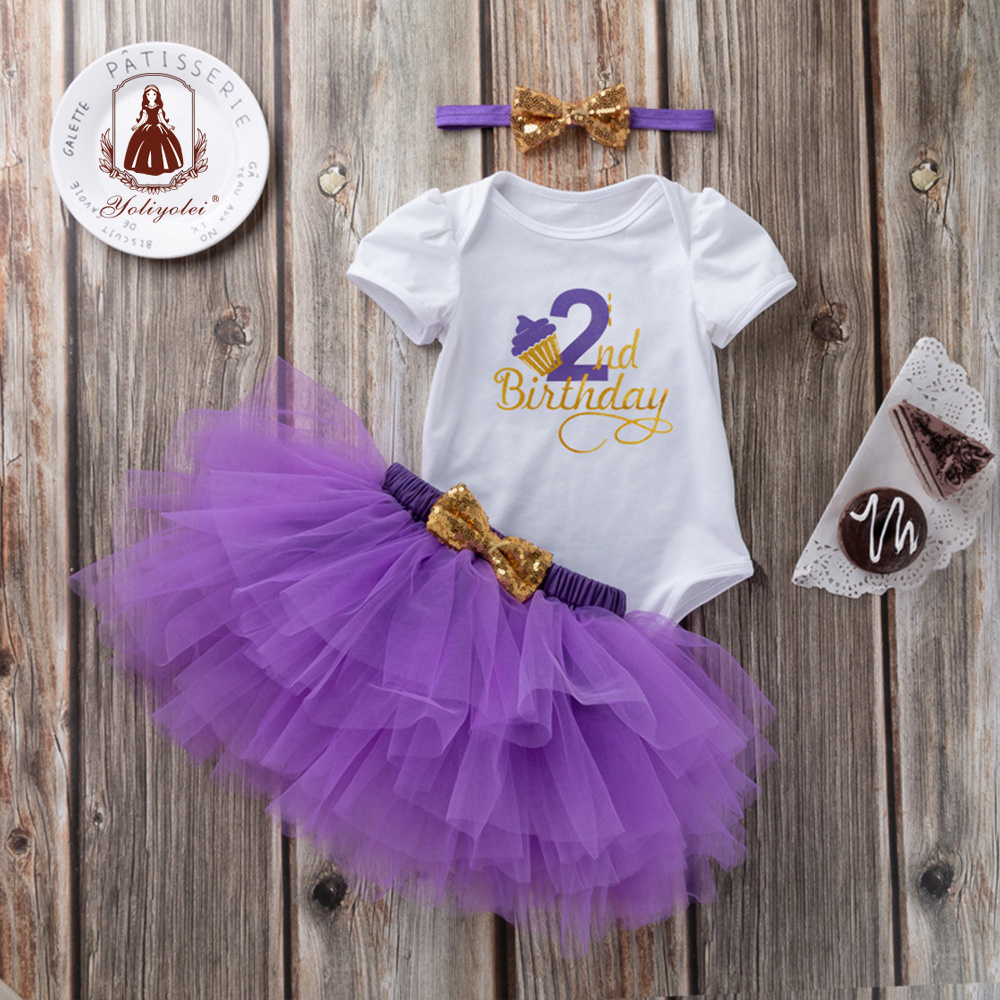 New Arrive Newborn Baby Girl Romper Jumpsuit+  Hair Accessories+Tutu Dress 3pcs Sets Party Birthday Tutu Dress Baby Girls Romper