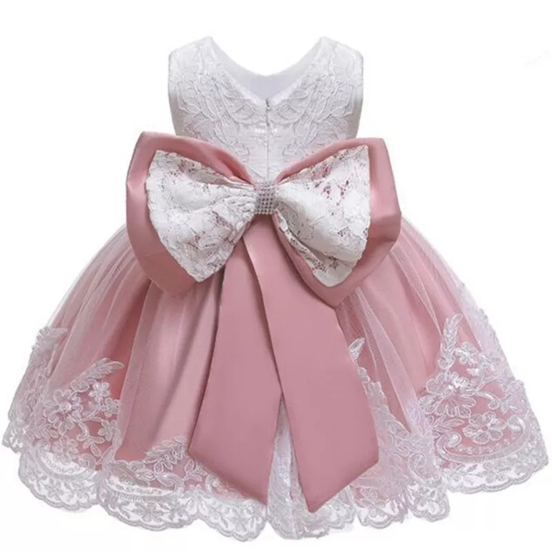 Outong Baby Girl Clothes Ball Gown Princess Dress Infant Formal Birthday Baptism Party Kids Flower Girl Dresses With Big Bow