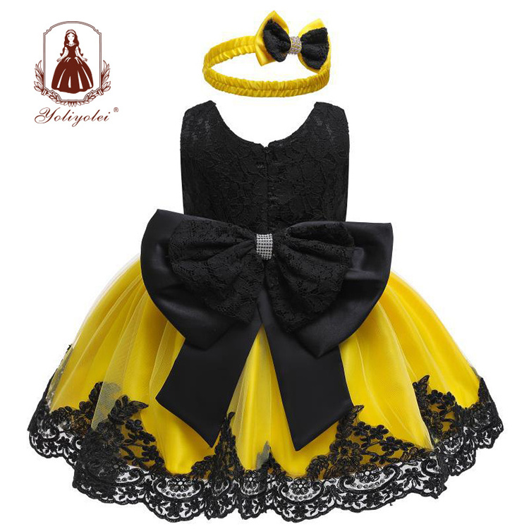 Yoliyolei Baby Girl Clothes Ball Gown Princess Dress Infant Formal Birthday Baptism Party Kids Flower Girl Dresses With Big Bow